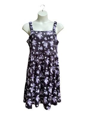 NWT Sleeveless Floral Print Dress By Hot Touch Womens Size XXL Navy Blue Purple